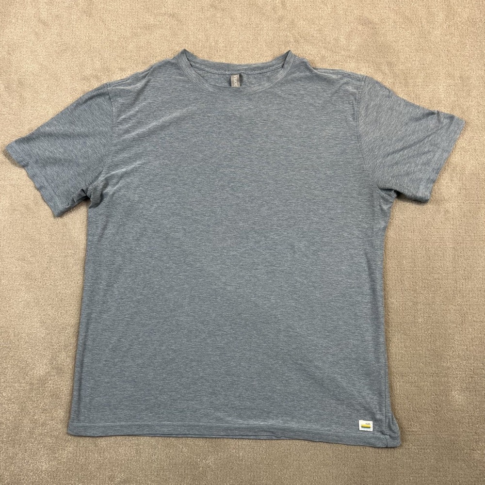 Vuori Strato Tech Tee Mens Large Grey Blue Performance Short Sleeve T-Shirt L
